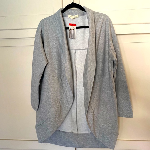 ECOTHREADS 🩶GRAY🩶 FLEECE CARDIGAN OPEN FRONT SIZE MEDIUM 🌟NWT🌟 - Picture 2 of 15